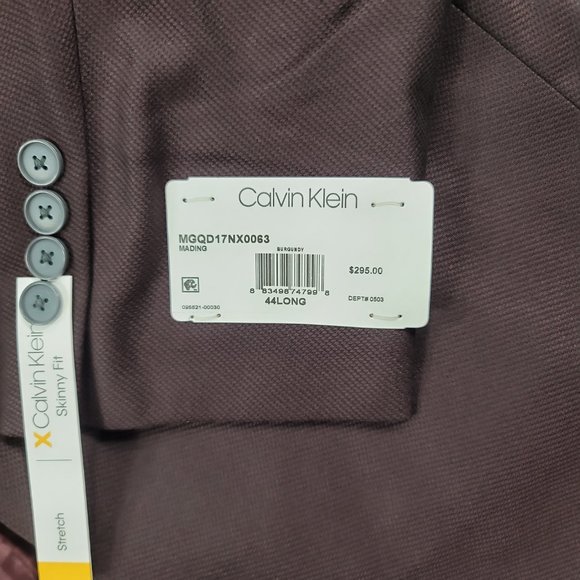 Calvin Klein Burgundy Skinny-Fit Stretch Sport Coa - Picture 6 of 6